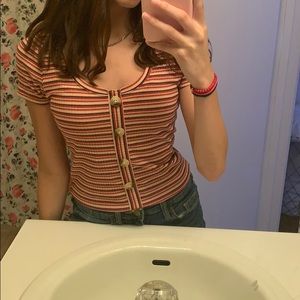 Hollister Striped Round Neck Tee